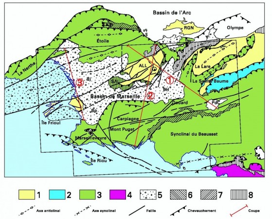 Carte géologique d'Aubgane Marseille